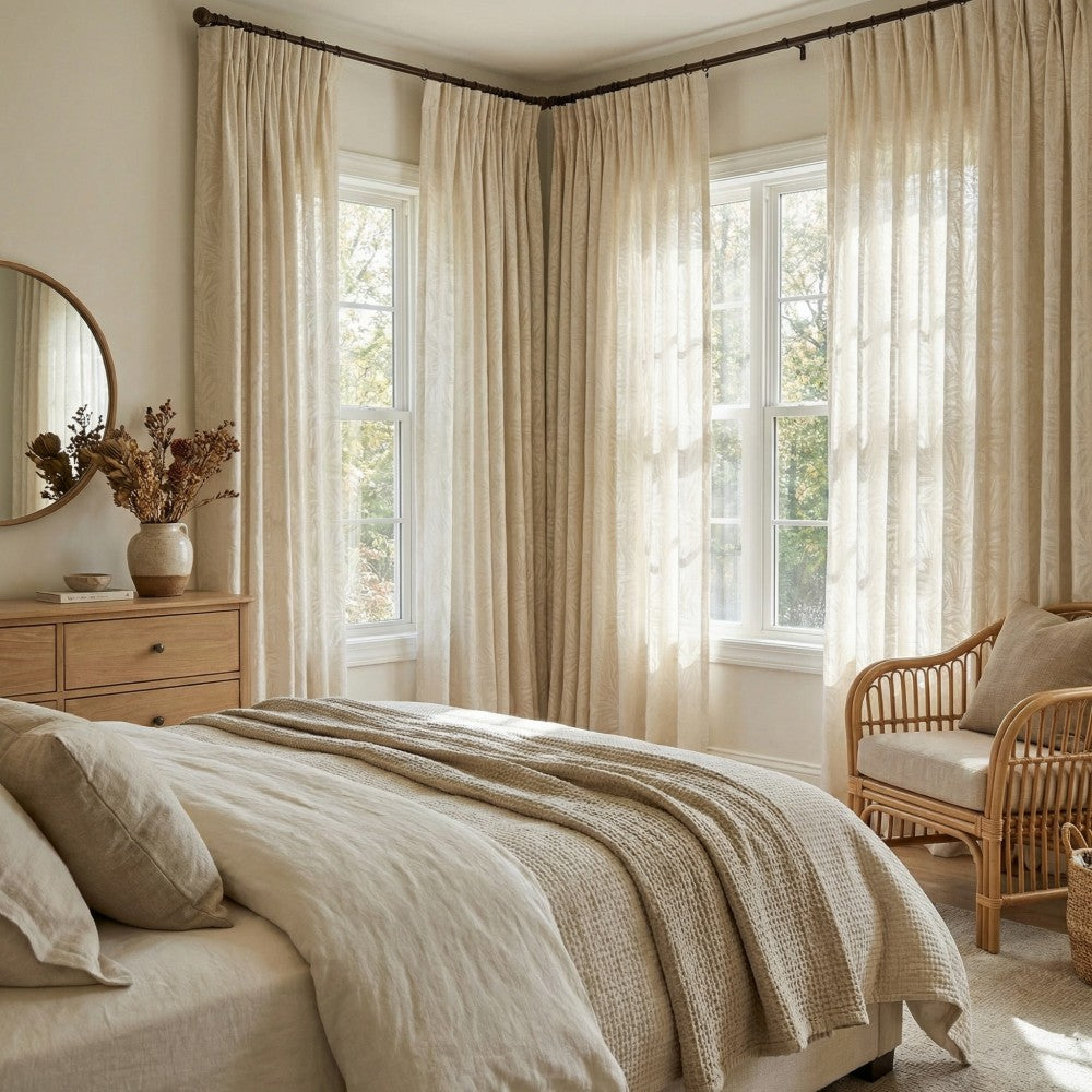 Charis Palm Leaf Jacquard Sheer Designer Curtains