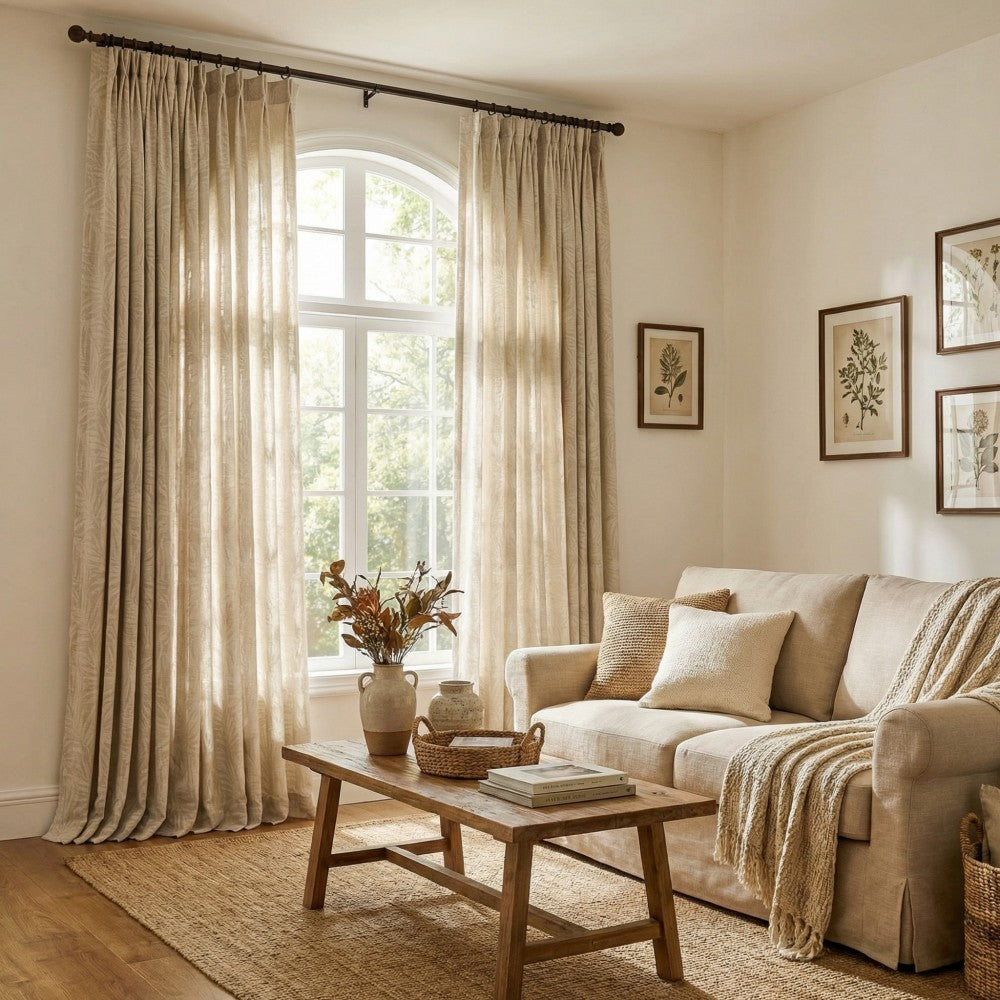 Charis Palm Leaf Jacquard Sheer Designer Curtains