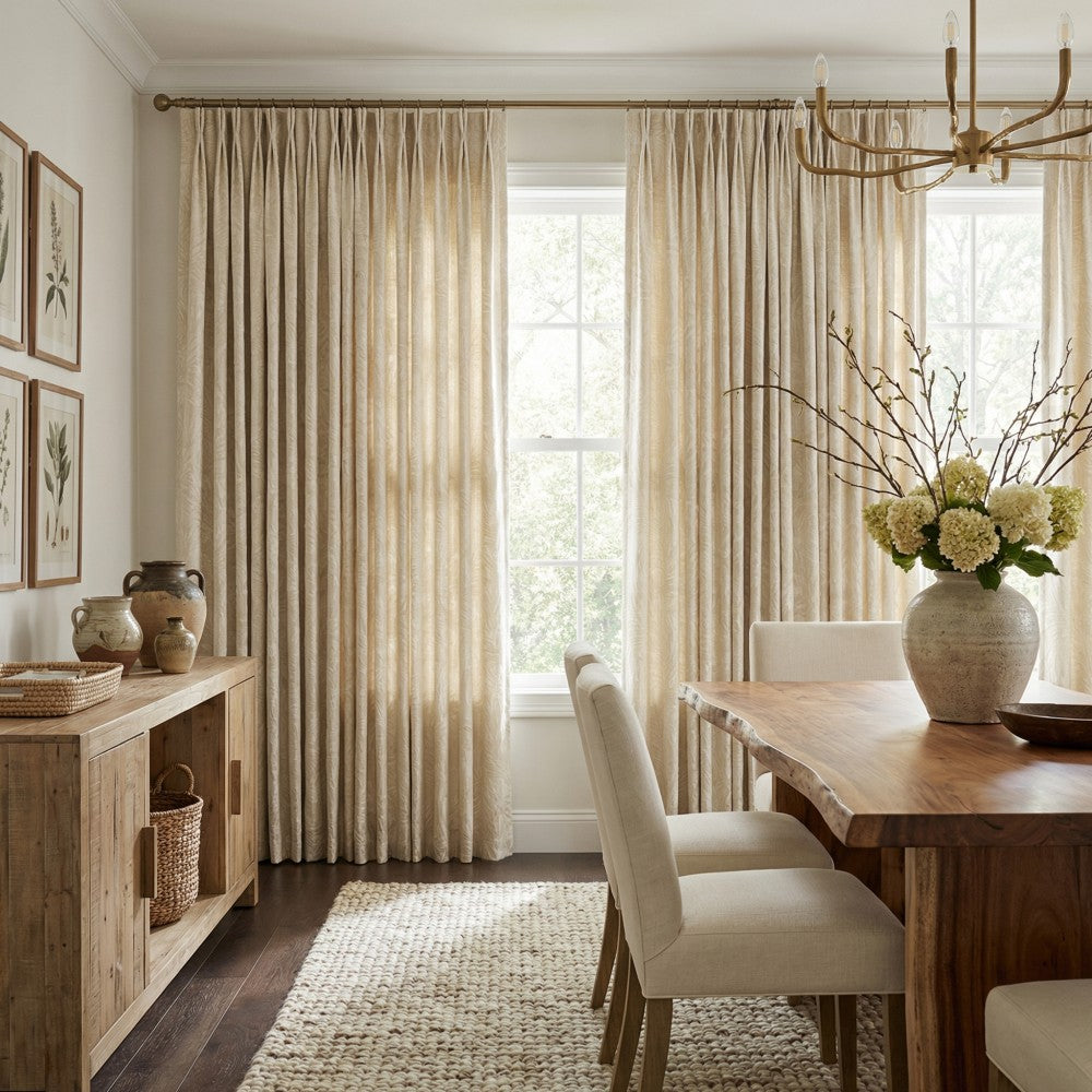 Charis Palm Leaf Jacquard Sheer Designer Curtains