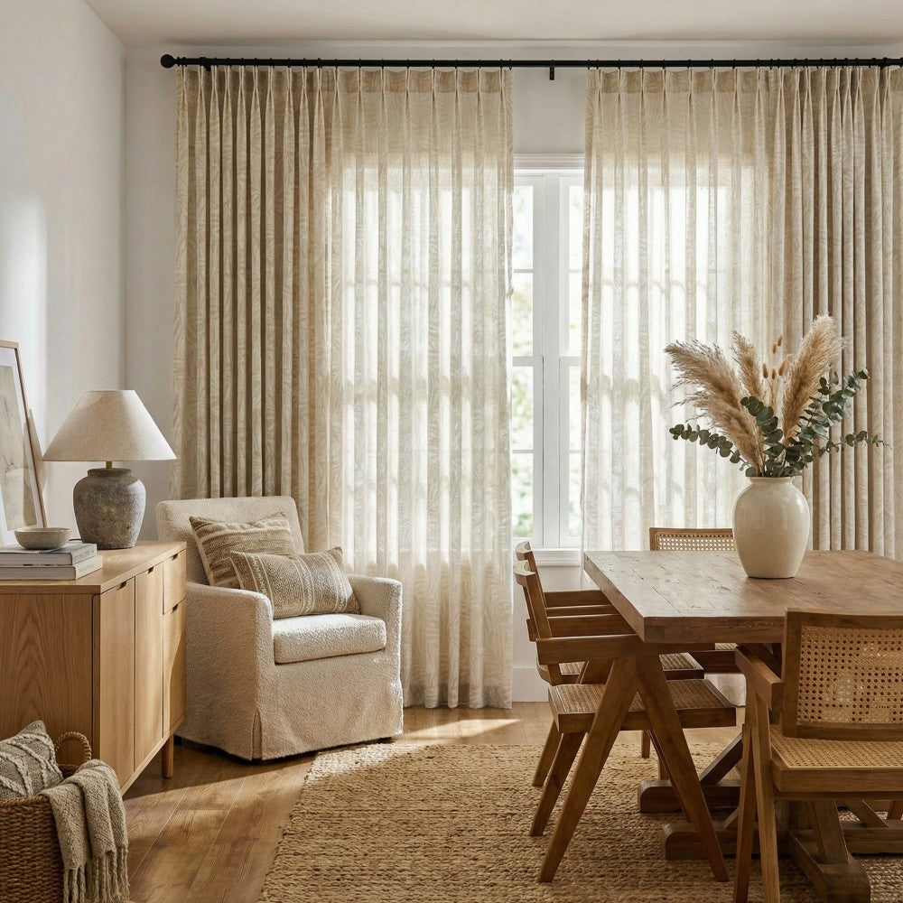 Charis Palm Leaf Jacquard Sheer Designer Curtains