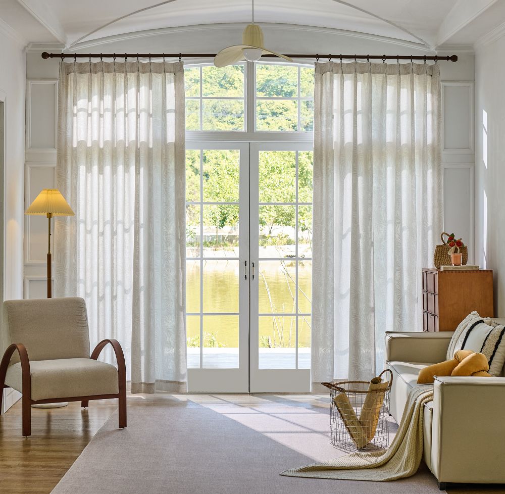 Charis Palm Leaf Jacquard Sheer Designer Curtains