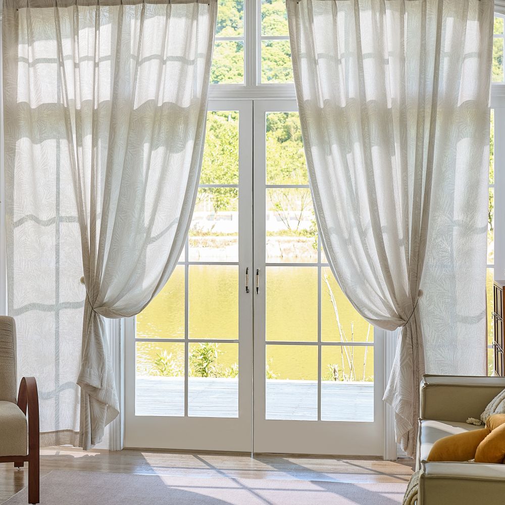 Charis Palm Leaf Jacquard Sheer Designer Curtains