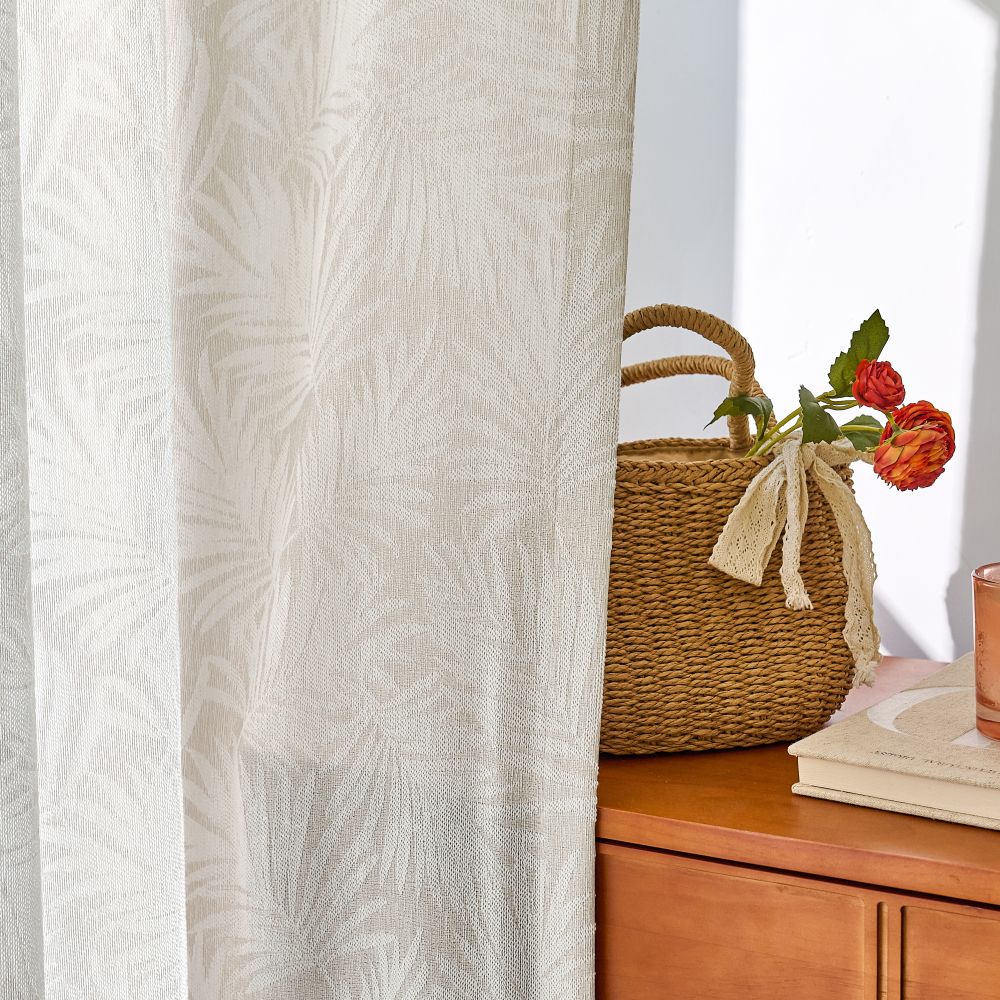 Charis Palm Leaf Jacquard Sheer Designer Curtains