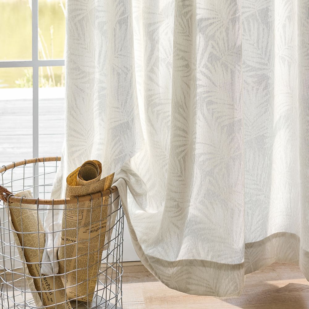 Charis Palm Leaf Jacquard Sheer Designer Curtains