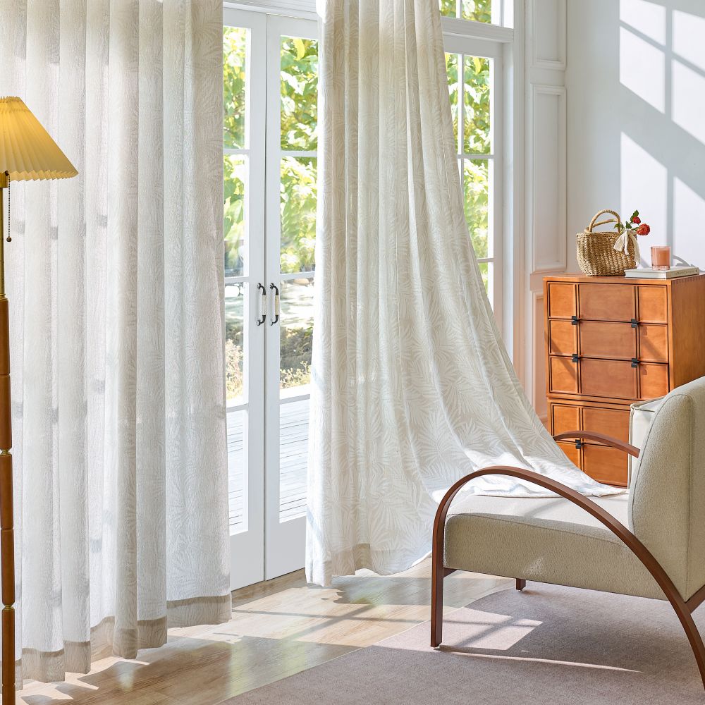 Charis Palm Leaf Jacquard Sheer Designer Curtains