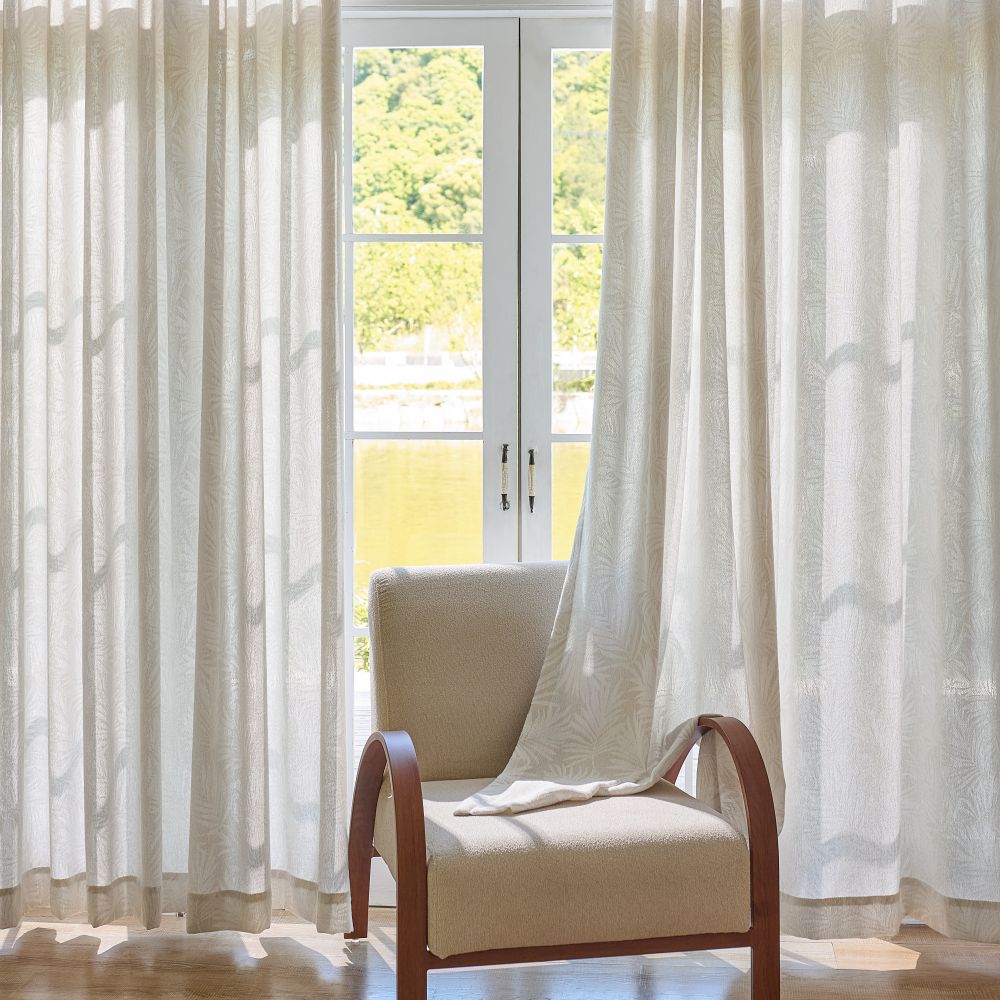 Charis Palm Leaf Jacquard Sheer Designer Curtains