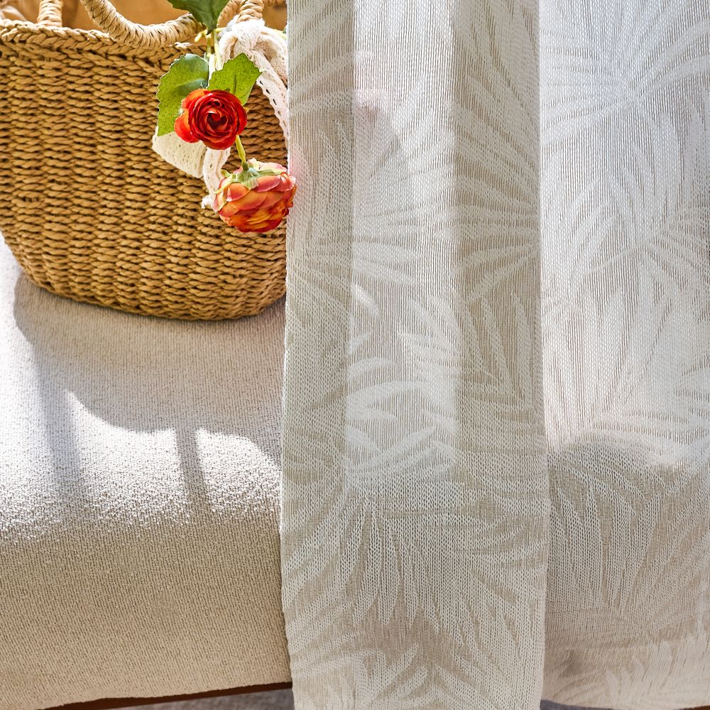 Charis Palm Leaf Jacquard Sheer Designer Curtains