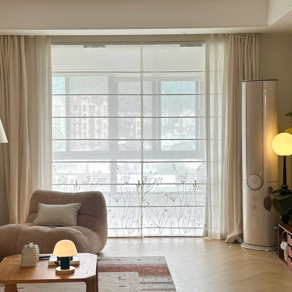 Store romain transparent Margaret marguerite jaune
