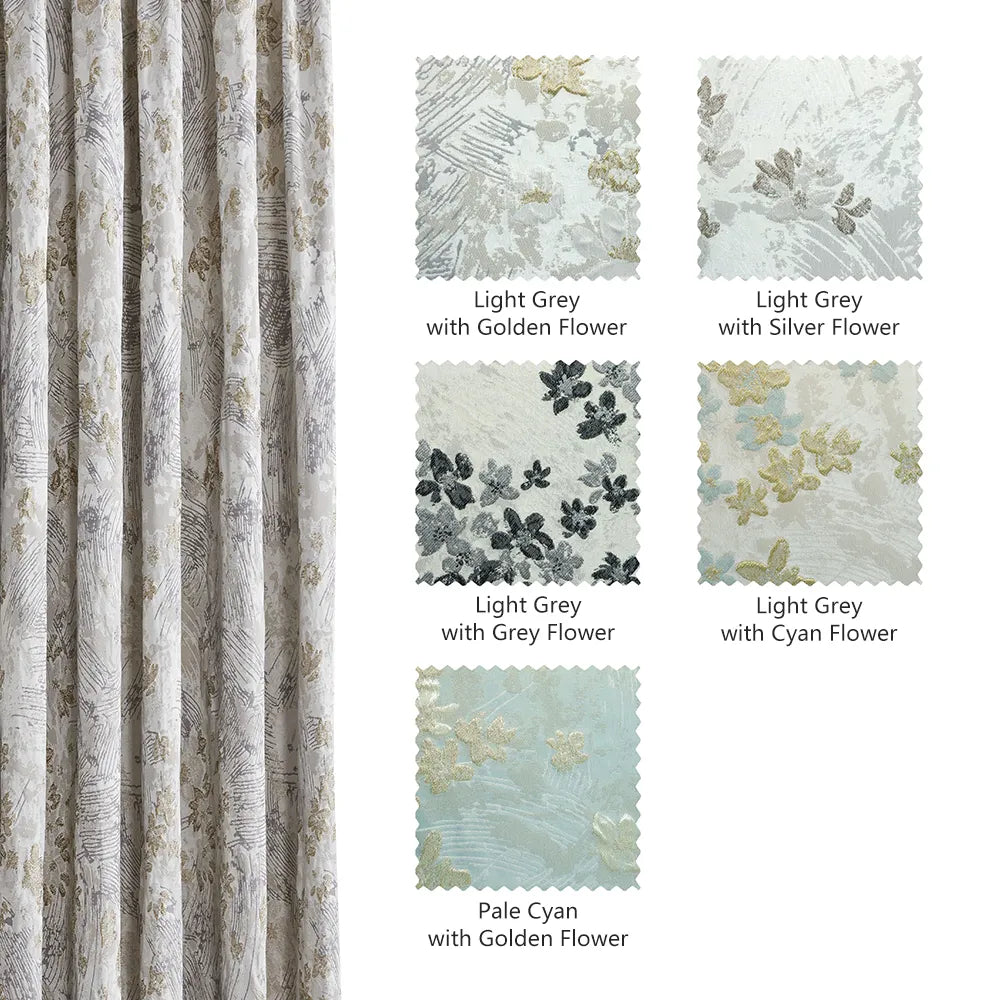 Christine 3D Floral Jacquard Curtains