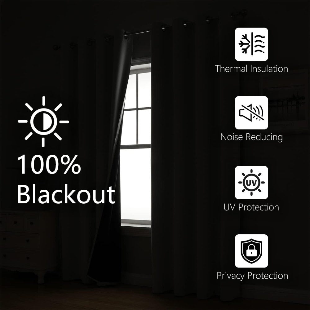 Clive Cotton Soft 100% Blackout Thermal Curtains