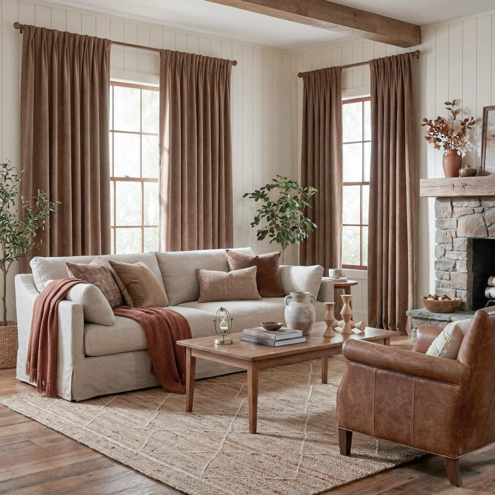 Clive Cotton Soft 100% Blackout Thermal Curtains