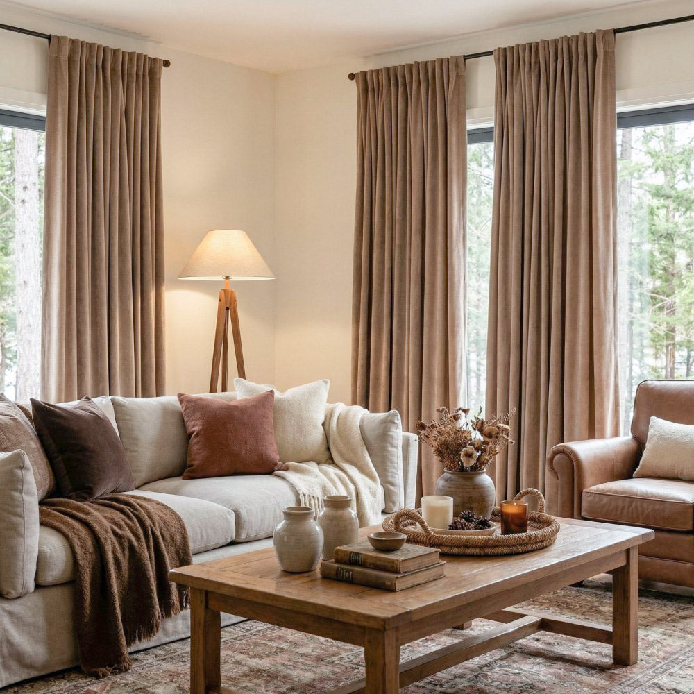 Clive Cotton Soft 100% Blackout Thermal Curtains