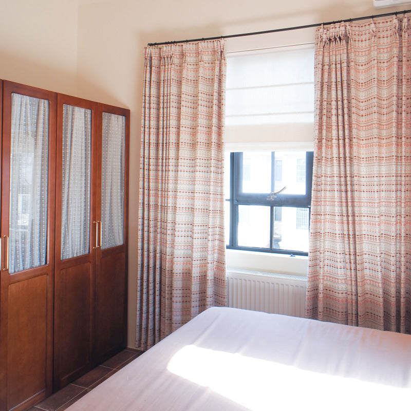 Coral Bohemian Style Jacquard Striped Curtains