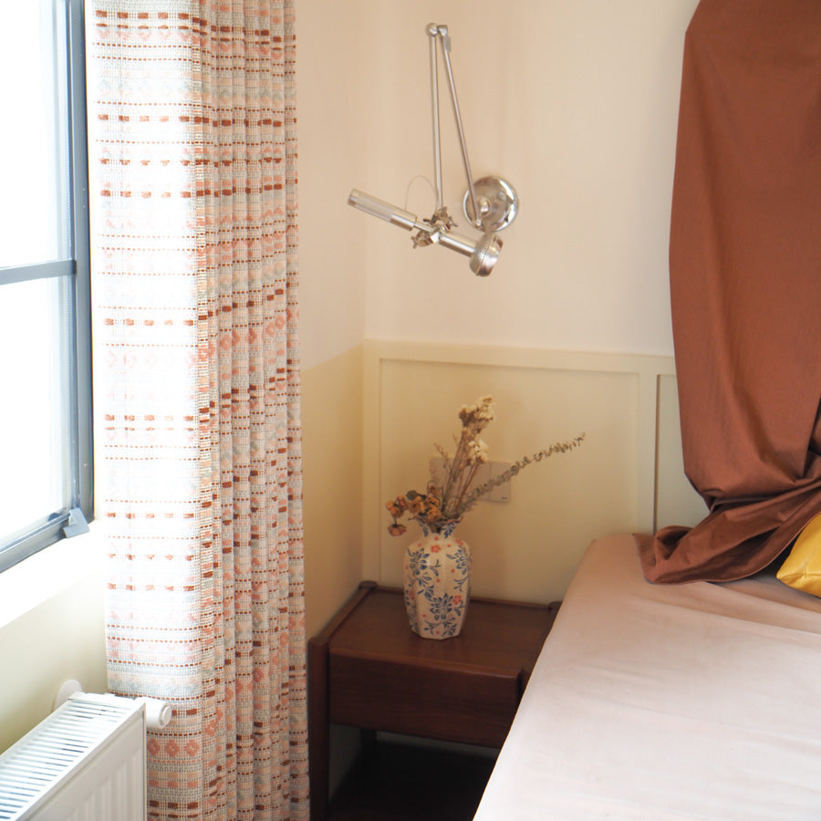 Coral Bohemian Style Jacquard Striped Curtains