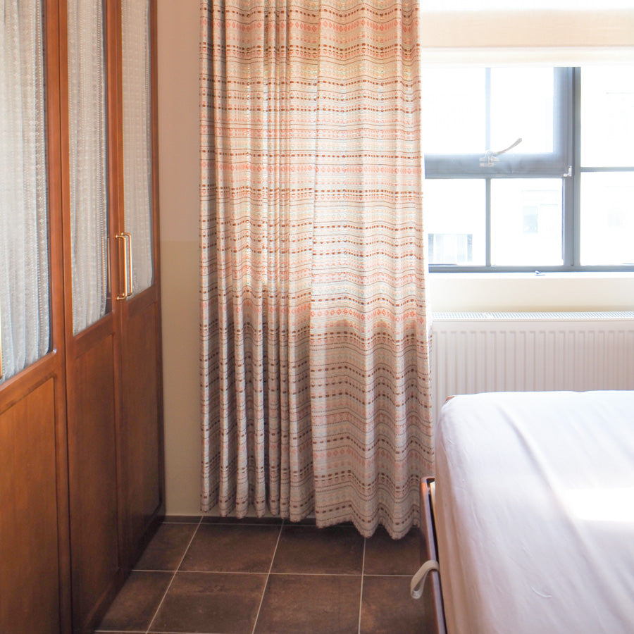 Coral Bohemian Style Jacquard Striped Curtains