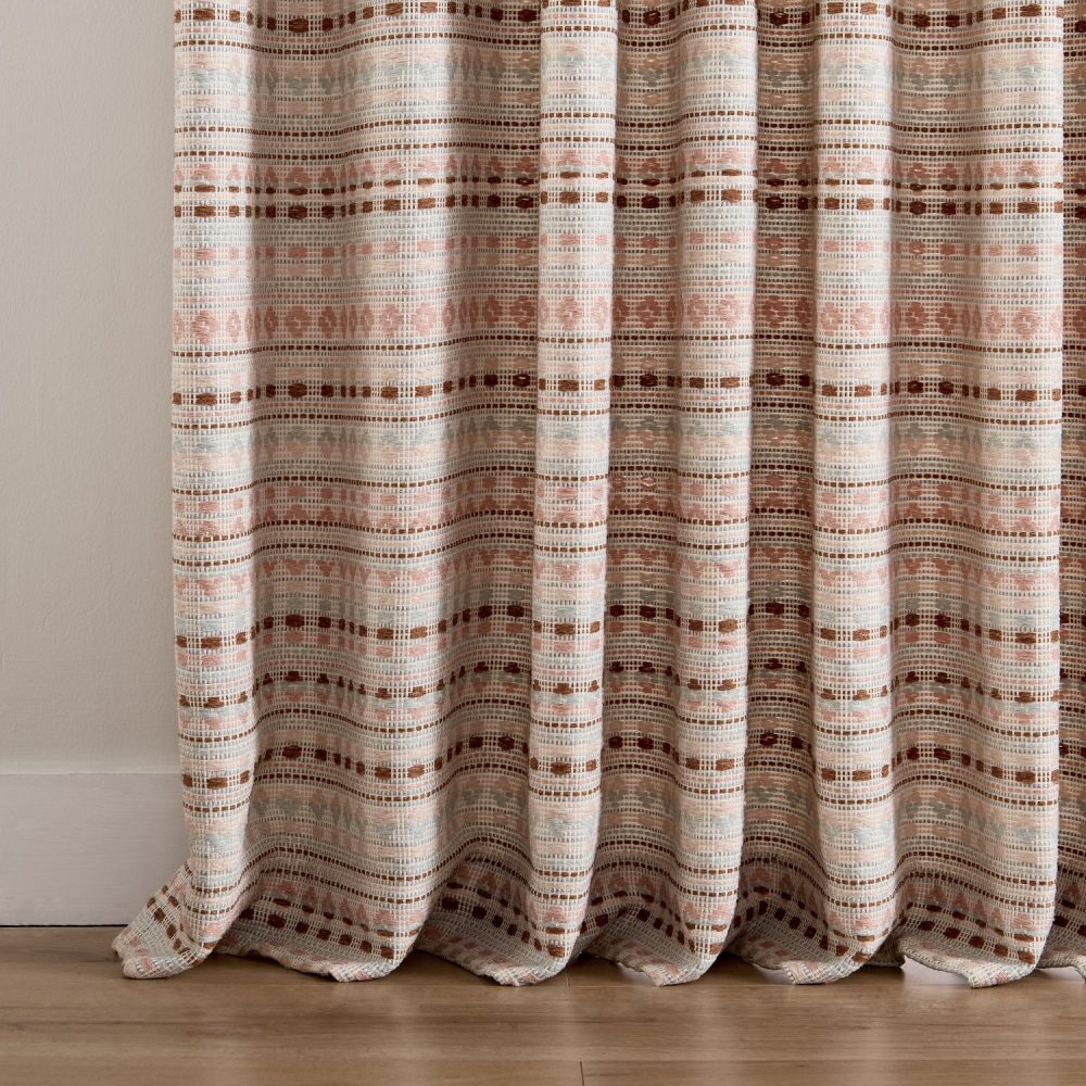 Coral Bohemian Style Jacquard Striped Curtains