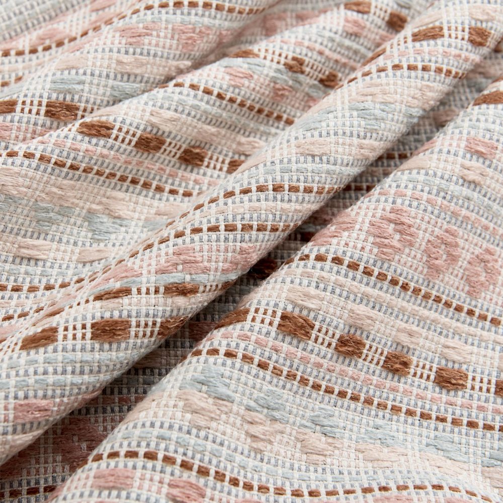 Coral Bohemian Style Jacquard Striped Curtains