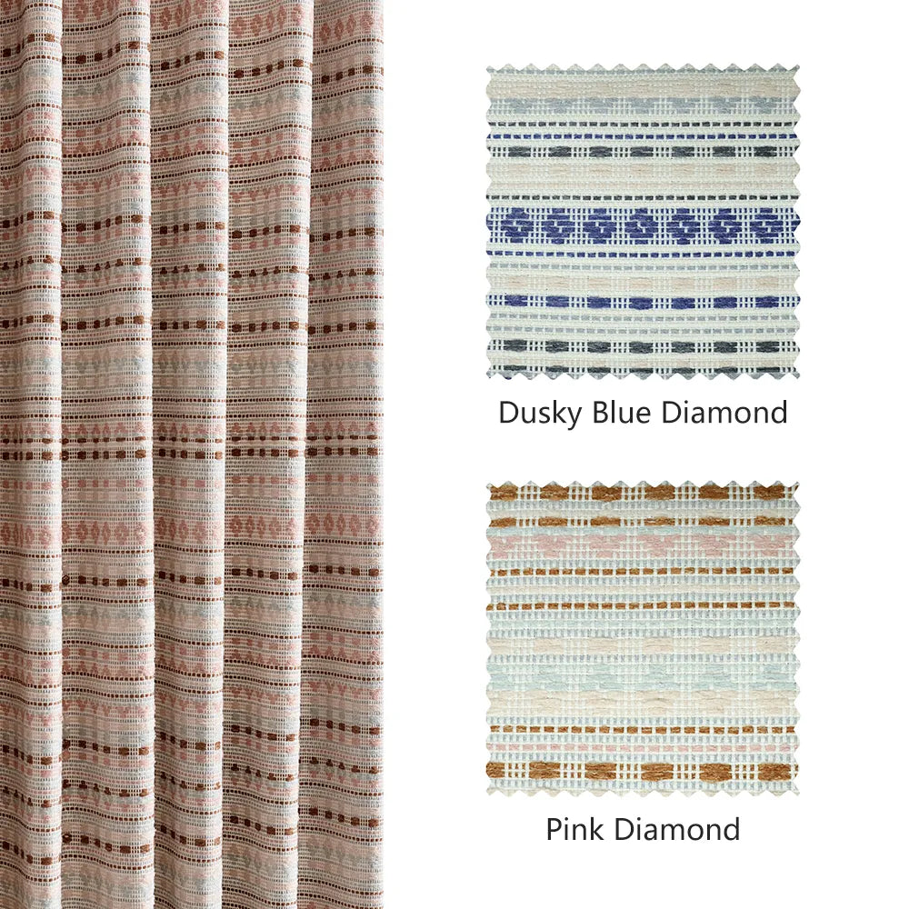 Coral Bohemian Style Jacquard Striped Curtains
