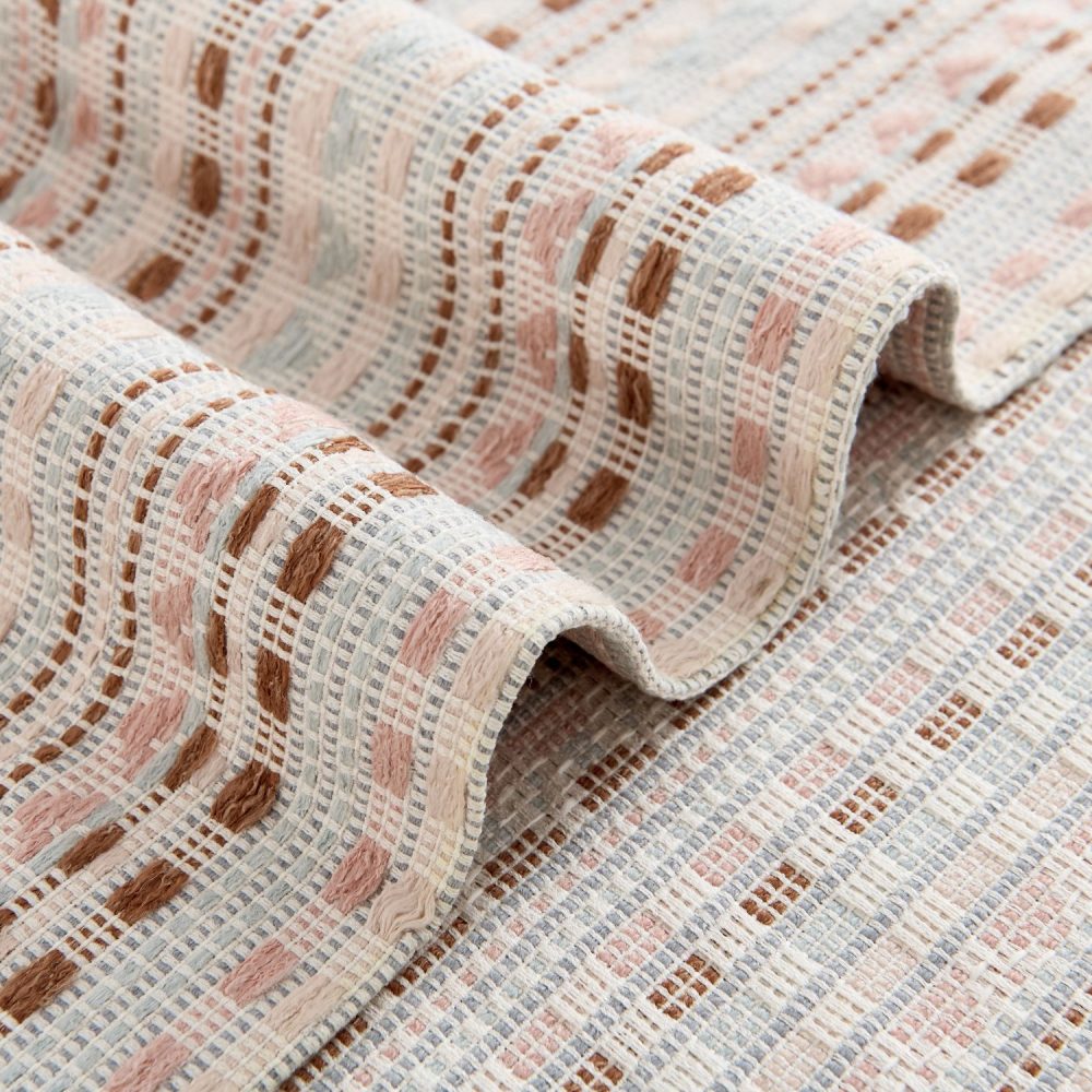 Coral Bohemian Style Jacquard Striped Curtains