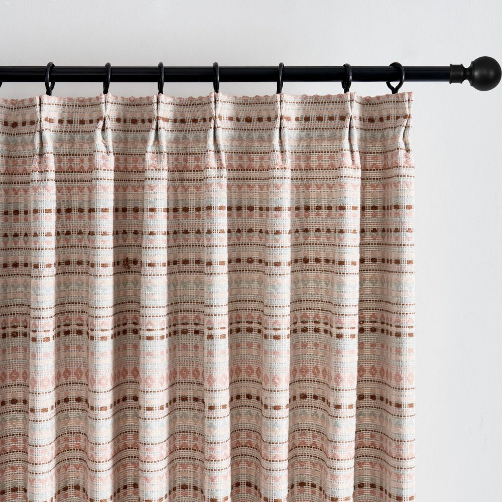 Coral Bohemian Style Jacquard Striped Curtains