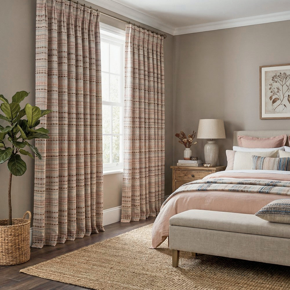 Coral Bohemian Style Jacquard Striped Curtains