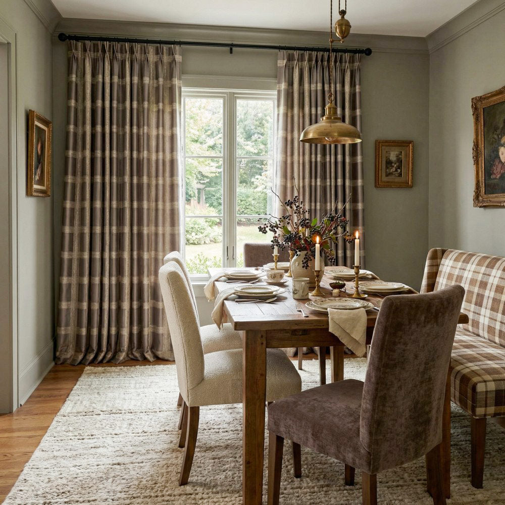 Cove Urban Metallic Plaid Jacquard Curtains