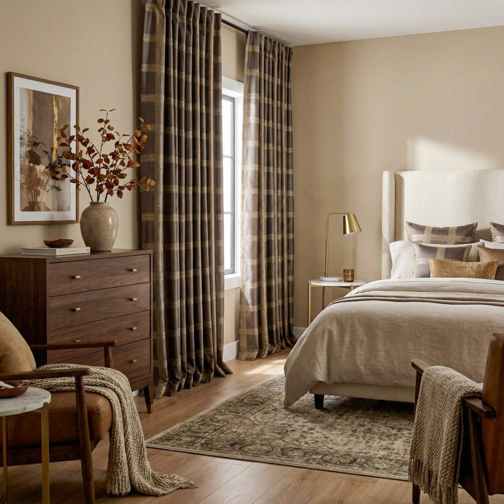 Cove Urban Metallic Plaid Jacquard Curtains