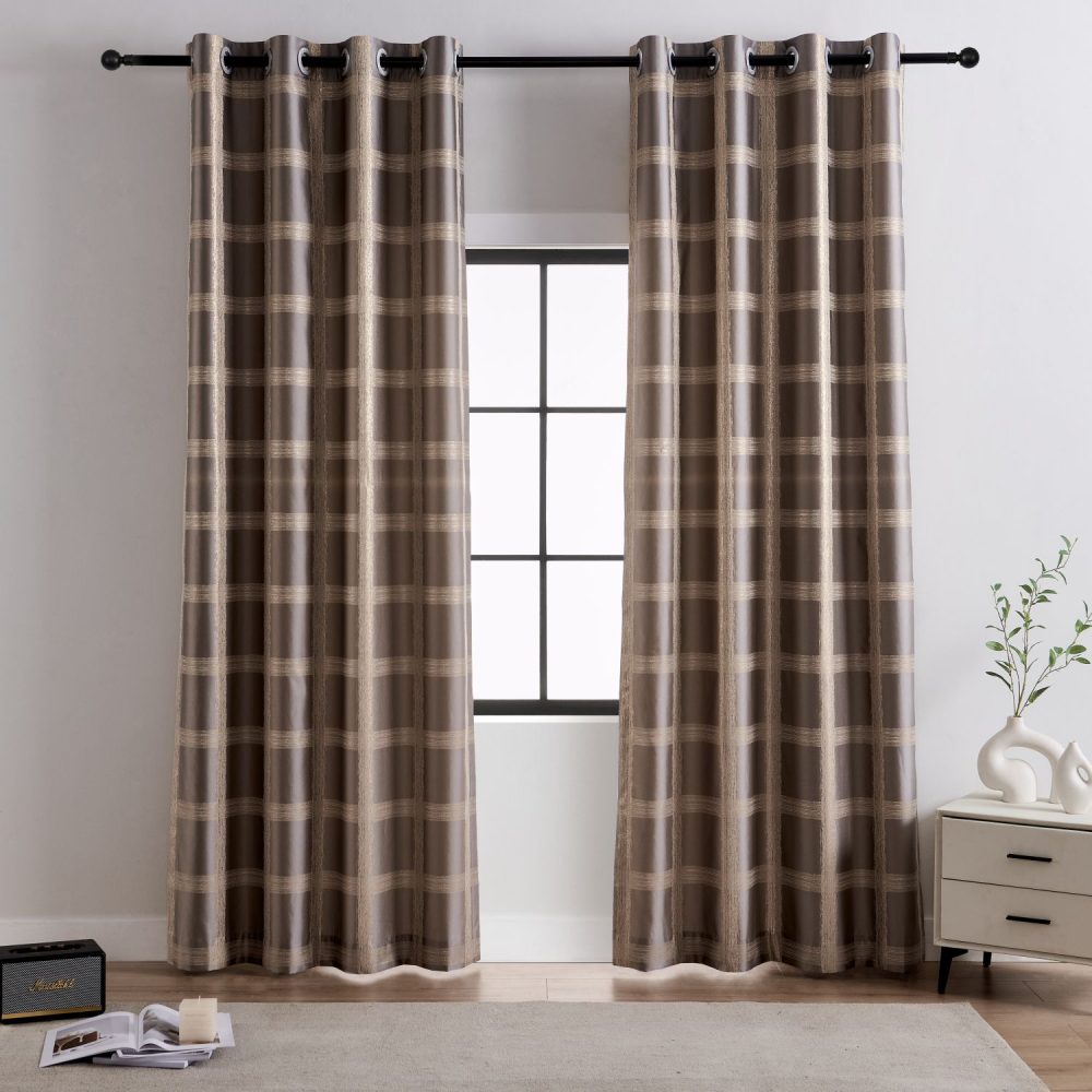 Cove Urban Metallic Plaid Jacquard Curtains