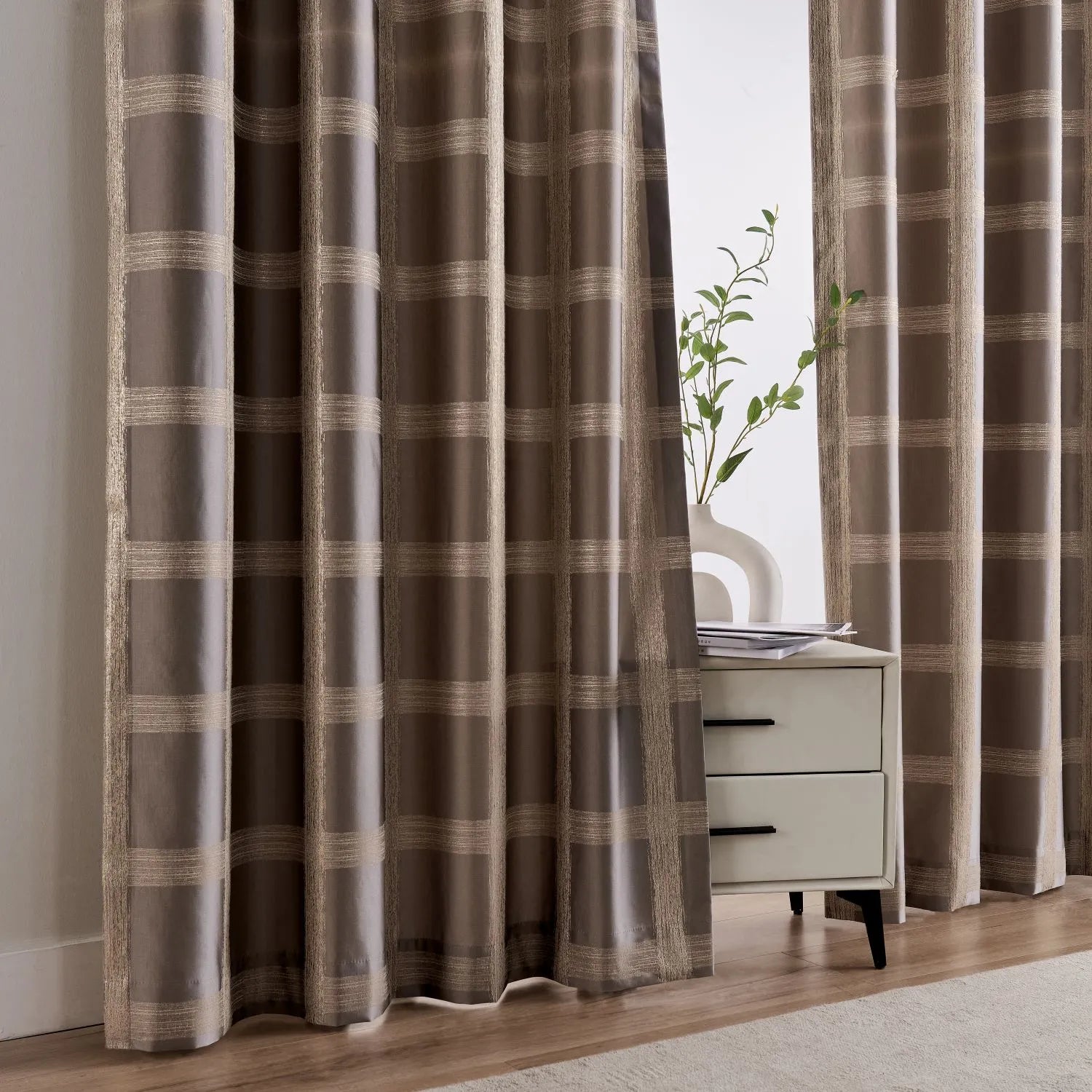 Cove Urban Metallic Plaid Jacquard Curtains