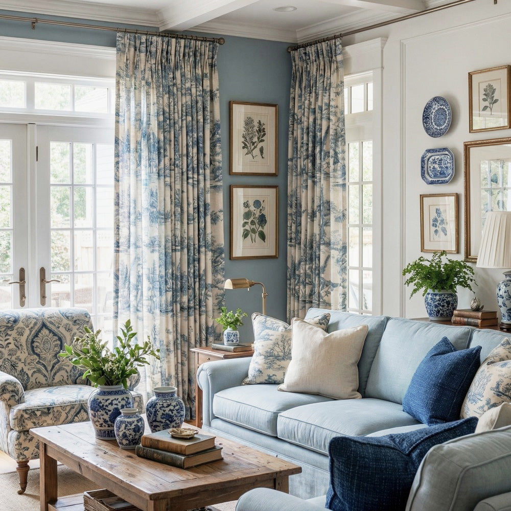 Daphne French Country Style Toile Curtains