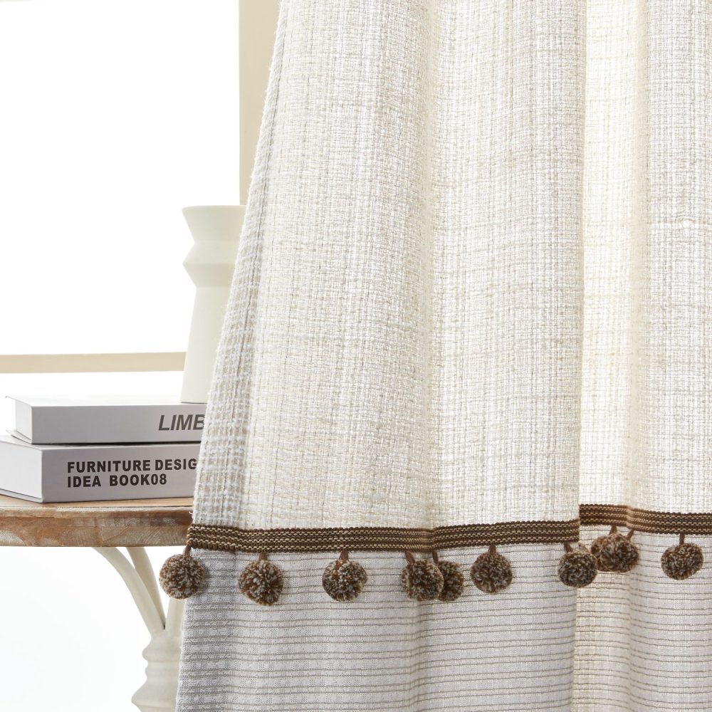 Darcy Splicing Rustic Curtains With Tassel Trim