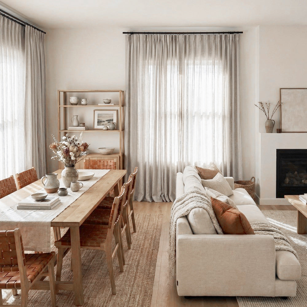 Druda Natural Hued Pure Linen Sheer Curtains