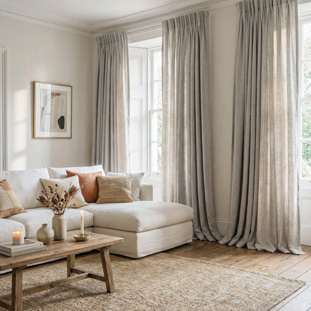 Druda Natural Hued Pure Linen Sheer Curtains