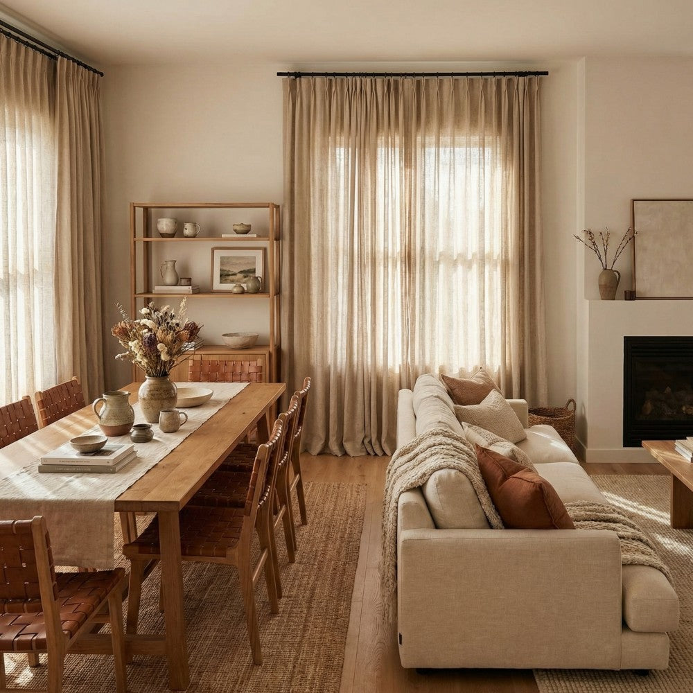 Druda Natural Hued Pure Linen Sheer Curtains