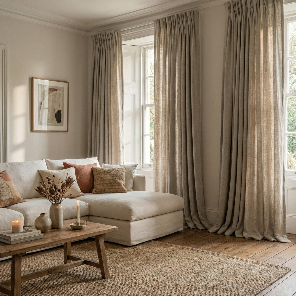 Druda Natural Hued Pure Linen Sheer Curtains