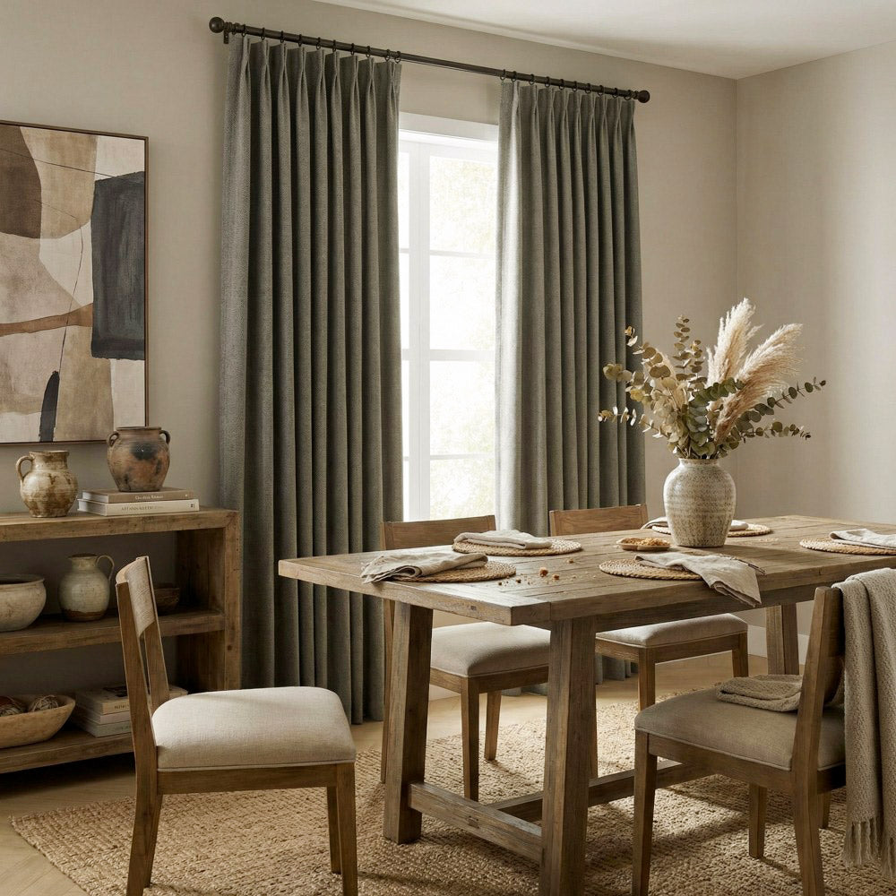 Eli Classic Herringbone Cotton Curtains