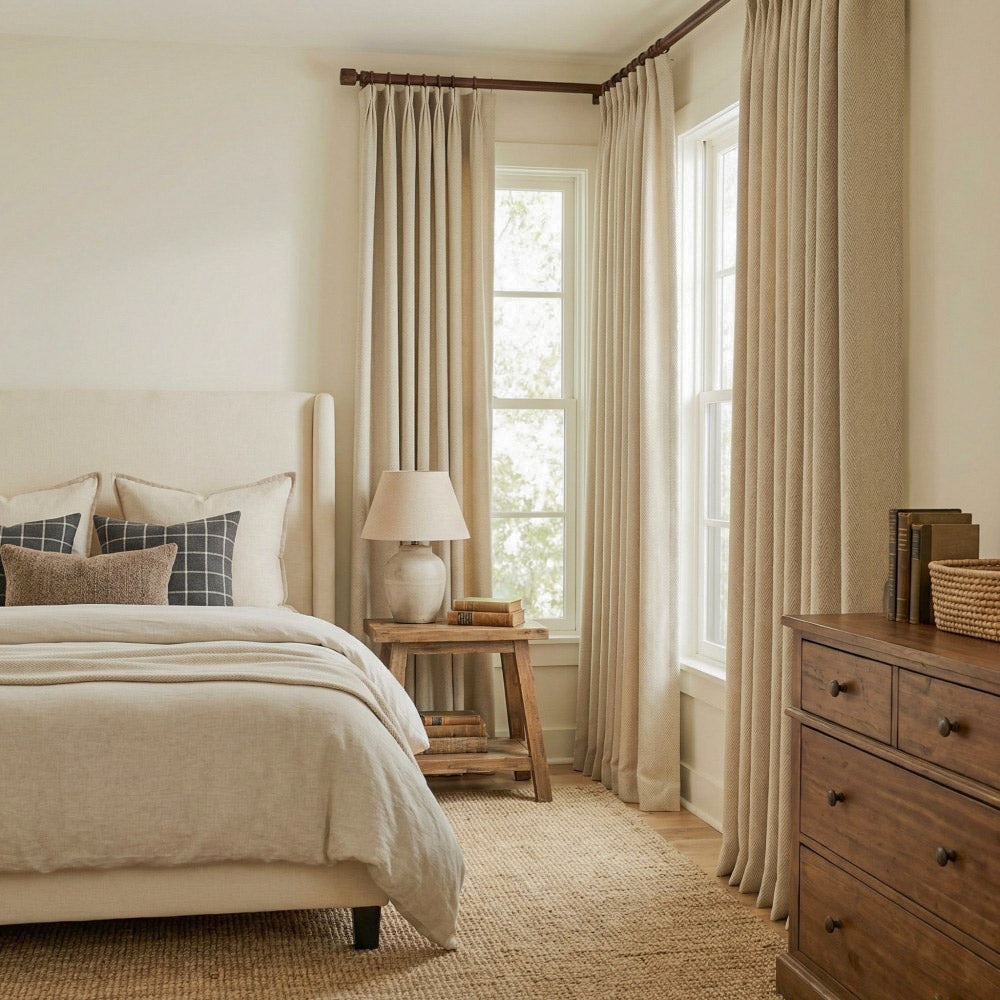 Eli Classic Herringbone Cotton Curtains