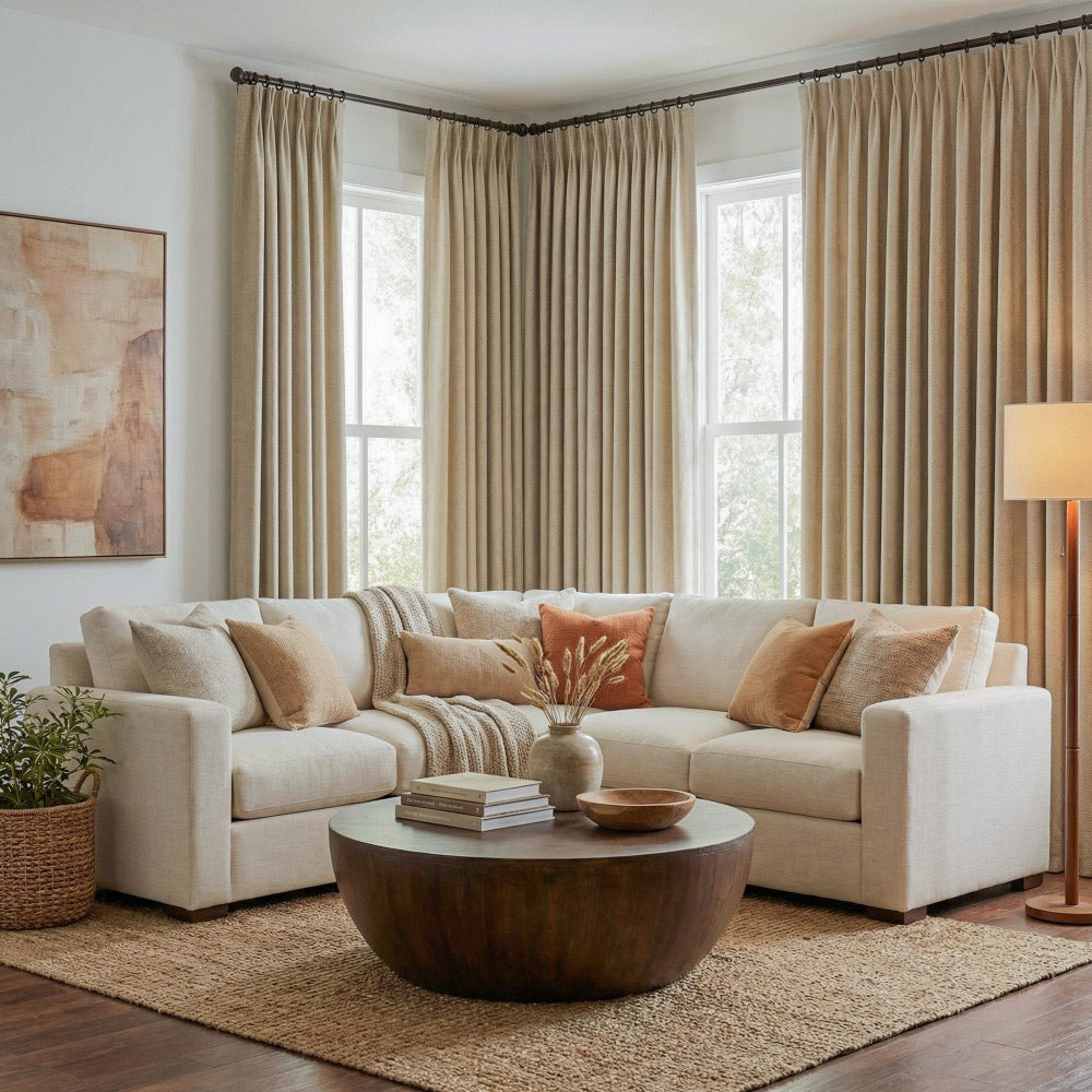 Eli Classic Herringbone Cotton Curtains