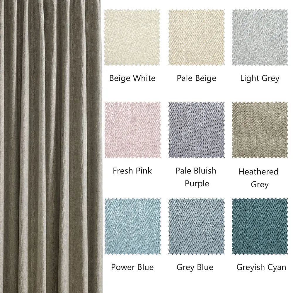 Eli Classic Herringbone Cotton Curtains