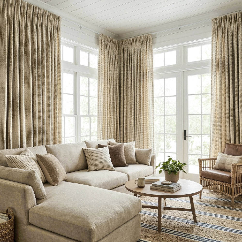 Elio Stripe Woven Textured Linen Curtains