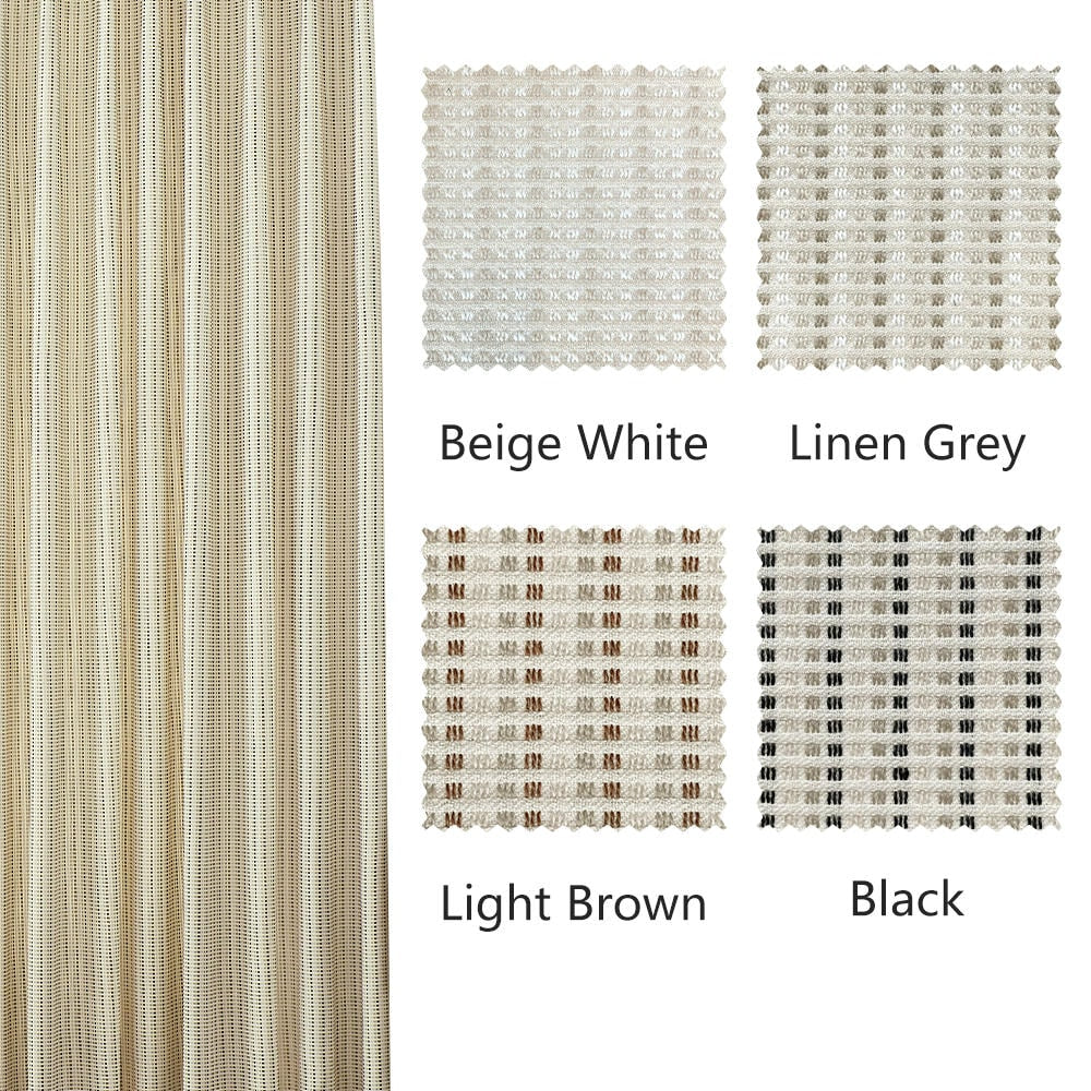 Elio Stripe Woven Textured Linen Curtains
