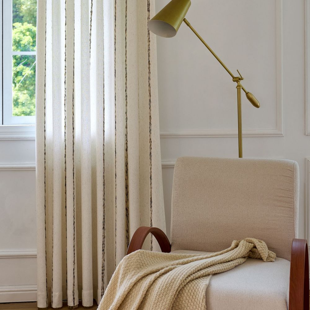 Erika Rustic Style Striped Linen Curtains