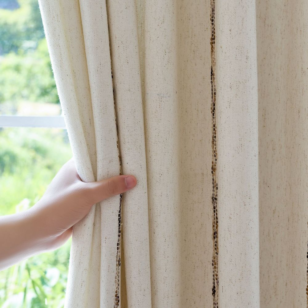 Erika Rustic Style Striped Linen Curtains