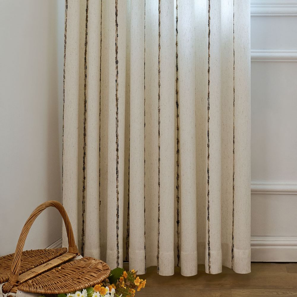 Erika Rustic Style Striped Linen Curtains