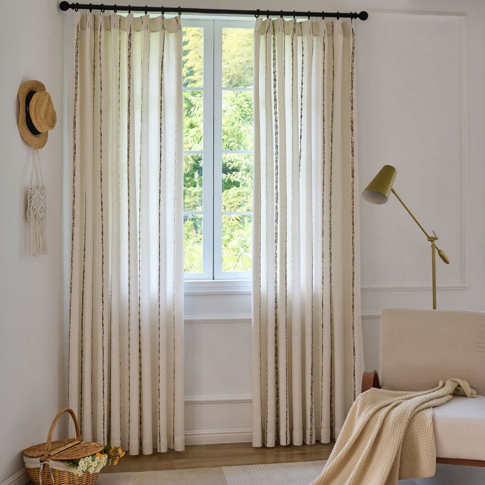 Erika Rustic Style Striped Linen Curtains