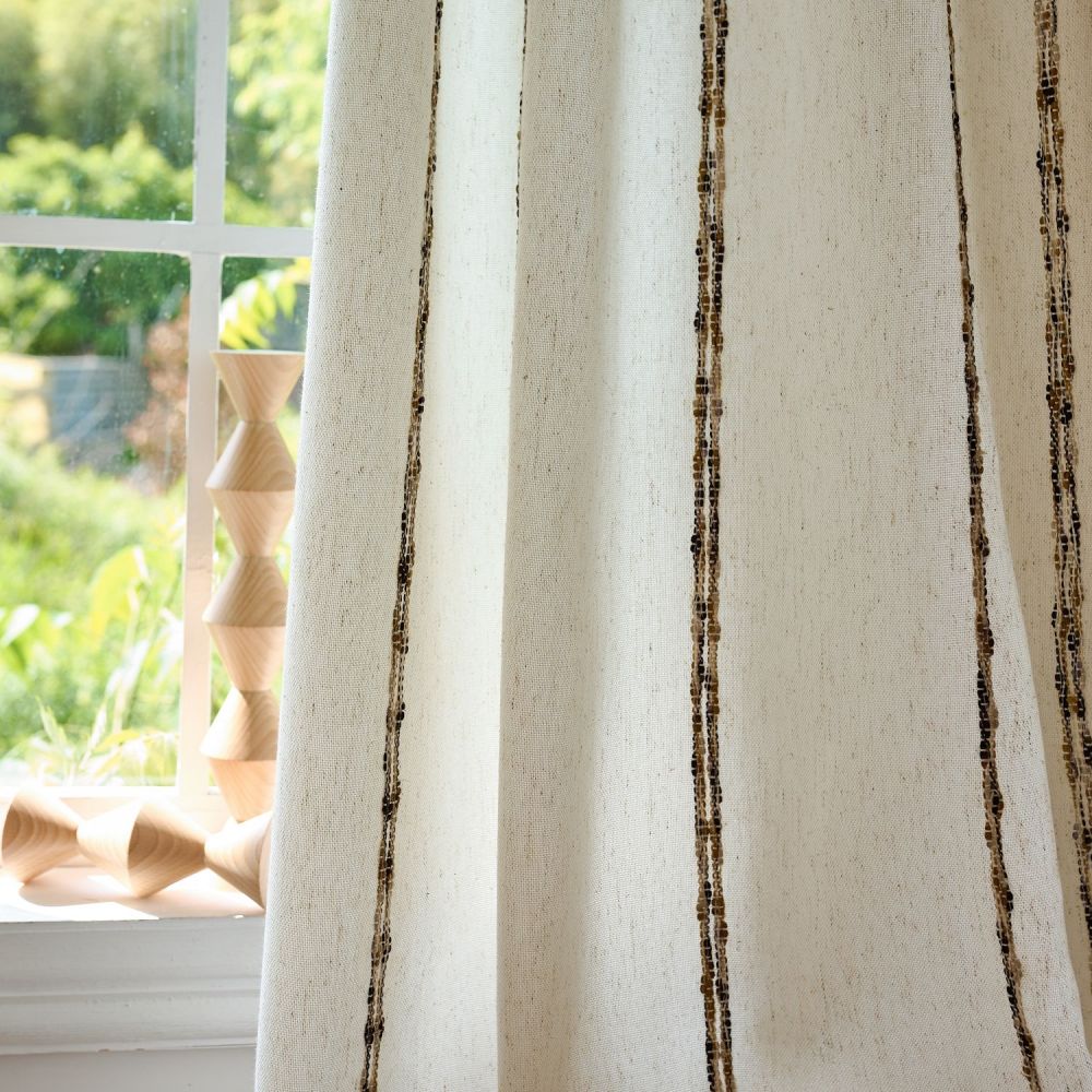 Erika Rustic Style Striped Linen Curtains