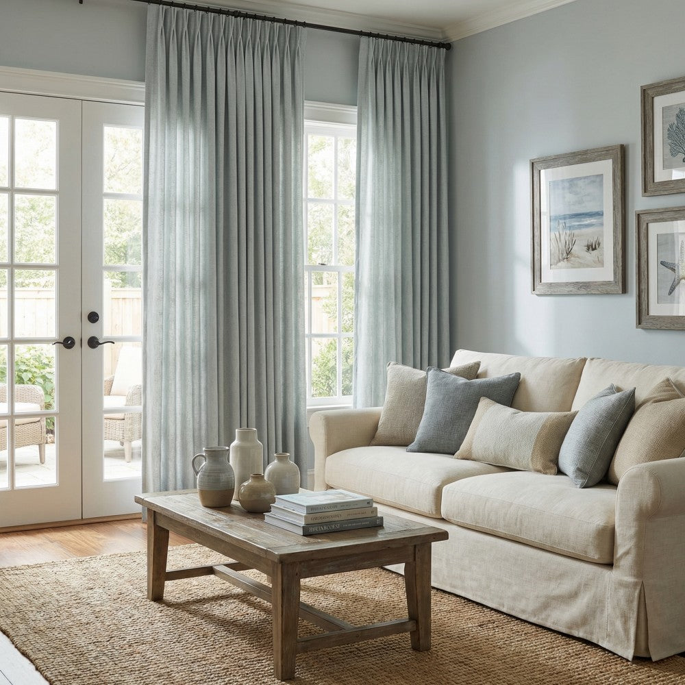 Evan Soft Linen Blend Herringbone Textured Curtains