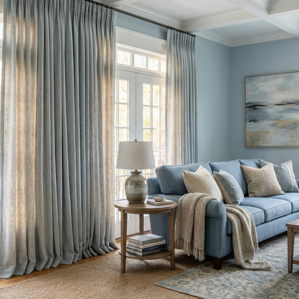 Evan Soft Linen Blend Herringbone Textured Curtains