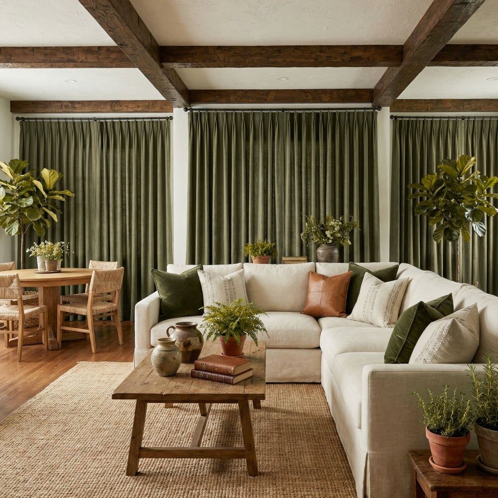 Evan Soft Linen Blend Herringbone Textured Curtains