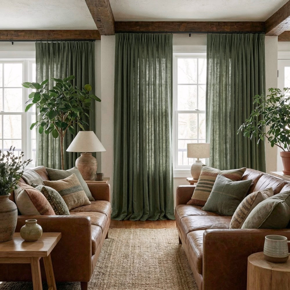 Evan Soft Linen Blend Herringbone Textured Curtains